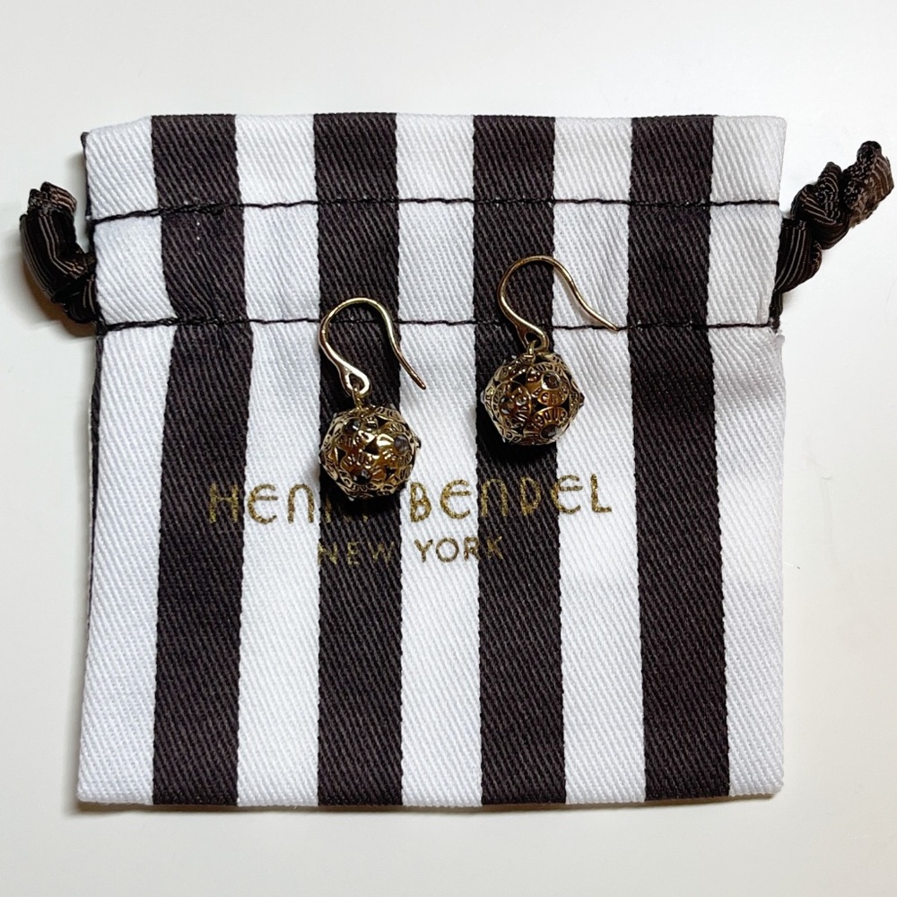 Henri Bendel Crystal Logo Drop Earrings - Picture 2 of 6